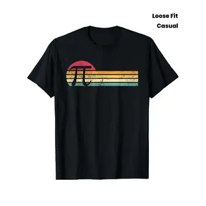 Retro Pi Day Math Nerd T-Shirt – Unisex Casual 100% Cotton Tee with Vintage Striped Design, Loose Fit, S-XXXL, Perfect for Pi Day Celebrations and Casual Attire, Pi Day Apparel |   Casual Round Neck |   Knitted Fabric