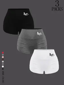 Women's Fitness Casual Daily Cycling Shorts Set, Butterfly Print Yoga Sport Inner Pants, Slim-Fitting Gym Training Short Pants