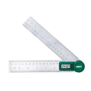 Insize Digital Protractor (Model 2176-200) - 360° Range, 8 in Blade, 0.1000° Resolution, 0.03 Minutes Accuracy, Non-Magnetic Base, Digital Display, Hand Measuring Tool for Tools & Hardware, Protractors