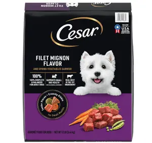 CESAR Small Breed Adult Dry Dog Food Filet Mignon Flavor with Spring Vegetables Garnish Dog Kibble, 12 lb. Bag