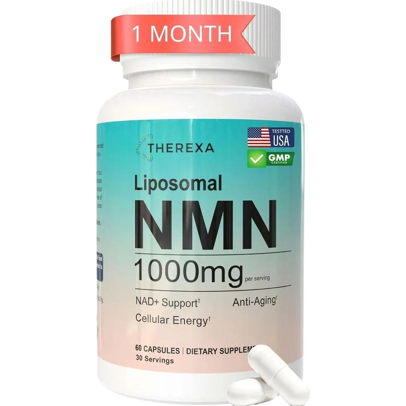 NMN Supplement 1000mg Pure - Liposomal NMN for NAD+ Supplement, Tested in USA, 60 Capsules