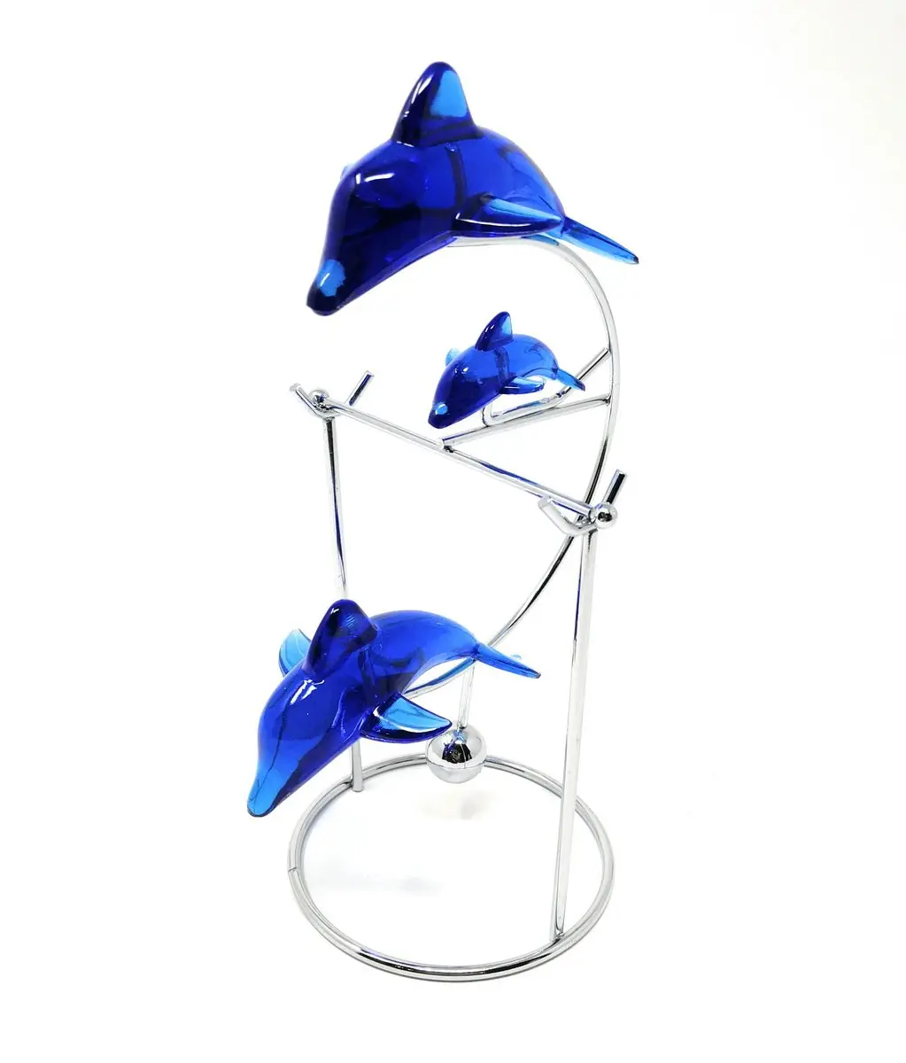 Thy Home 3-Piece Dolphin Desk Pendulum Toy, Stainless Steel & Plastic Physics Swing Ornament, Modern Home Decoration, Interior Decoration Accessory for Executives, Interior Decoration Accessories