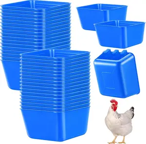 20 Pcs Chicken Water Feeder Cups 16 oz Pigeon Bird Feeder Cups Hanging Cage Chicken Water Cup for Pet Parrot Rooster Parakeet Bunny Gamefowl Poultry Wire Hutch(Blue)