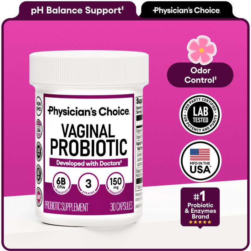 Physician's Choice Vaginal Probiotic - Odor Control, pH Balance & Daily Feminine Health Support with Cranberry and Prebiotics for Women