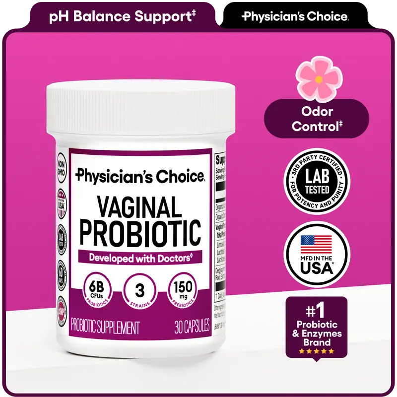 Physician's Choice Vaginal Probiotic - Odor Control, pH Balance & Daily Feminine Health Support with Cranberry and Prebiotics for Women