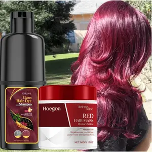 Hair dye set: red hair dye paste+red fixing hair mask, gentle and easy to use, suitable for dyeing red hair, making the hair clean and smooth, deeply moisturizing the hair, making the hair color long-lasting and natural formula, quickly dyeing without dam
