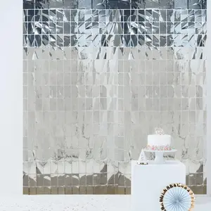 Shiny Silver Metallic Foil Rectangle Curtain Party Backdrop Door Window Curtain 3ftx6.5ft