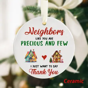 Neighborhood Appreciation Gift Set, Christmas Gifts for Neighbors, Ceramic Keepsake Ornaments, New Home Warming Present, Festive Decoration