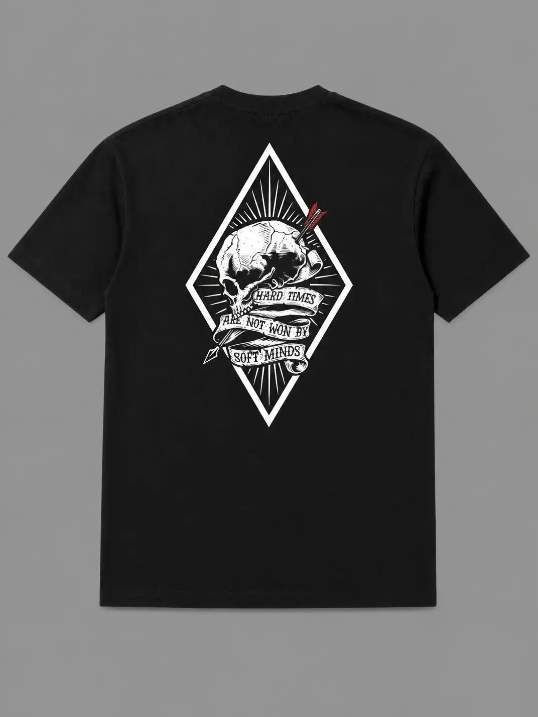 Hard Times Tactical Skull T-Shirt With Bold Warrior Quote Design, Military Tactical Inspired Graphic Tee For Strong Mindset And Discipline, Tactical Streetwear Apparel For Veterans Operators And EDC Lifestyle Enthusiasts