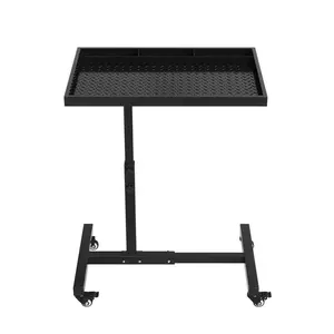 220LBS Capacity Steel Adjustable Rolling Work Table with Wheels and Tool Tray - Height 38"-45" - Mobile Workbench for Garage, Repair Shop, Mechanic, DIY - Orange/Black
