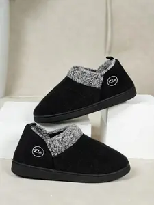 Women's Solid Color Fluffy Lined Slippers, Casual Soft Comfortable Home Slippers, Warm Slippers for Indoor & Outdoor Use for Fall & Winter