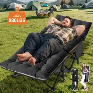 Lilypelle Folding Camping Cot w/3.3 Inch 2 Sided Mattress, Up to 880 Lbs Heavy Duty Sleeping Cots with Carry Bag, Folding Guest Bed, 1200 D Layer Oxford Portable Travel Camp Cots