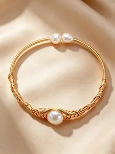 Handmade Freshwater Pearl Bracelet, Baroque Freshwater Pearls with Hand-Wrapped Coil Design, Luxury Jewelry Gift, Perfect for Daily Outfits, Parties, Valentine’s Day and Anniversaries