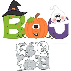 Boo Magic  Pumpkin Metal  Cuts,Halloween Ghost  Dies Cut Stencils for DIY Scrapbooking Album Decorative Embossing Paper Dies for Scrapbooking Card Making