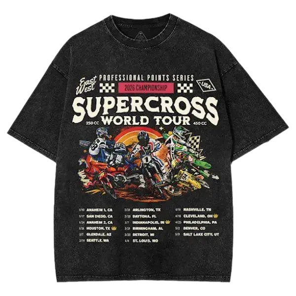 Supercross Shirt 2026 World Tour Washed Tee, Stadium Series