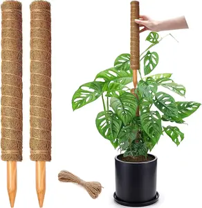 Moss Pole, 2 Pack 17inch Monstera Plant Support Stackable Moss Poles for Plants, Coir Totem Pole Tall Moss Pole for Climbing Plants, Sphagnum