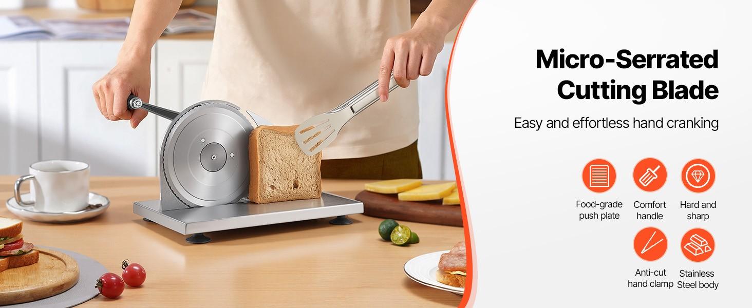 Manual Bread Slicer with Adjustable Thickness 0 To 0.6 Inches, Hand-Cranked Slicer for Homemade Bread, Serrated Stainless Steel Blade for Kitchen, Home Use, Restaurant, Bakery, Catering and Party Prep Manual Bread Slicer with Adjustable Thickness 0 To 0.6 Inches, Hand-Cranked Slicer for Homemade Bread, Serrated Stainless Steel Blade for Kitchen, Home Use, Restaurant, Bakery, Catering and Party Prep