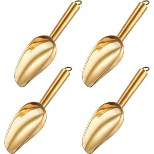 Mini Scoop Set of 4, 3 Oz Small Canister Jar Gold Candy Utility Scoops Stainless Steel for Kitchen Scooping, Healthy & Dishwasher Safe