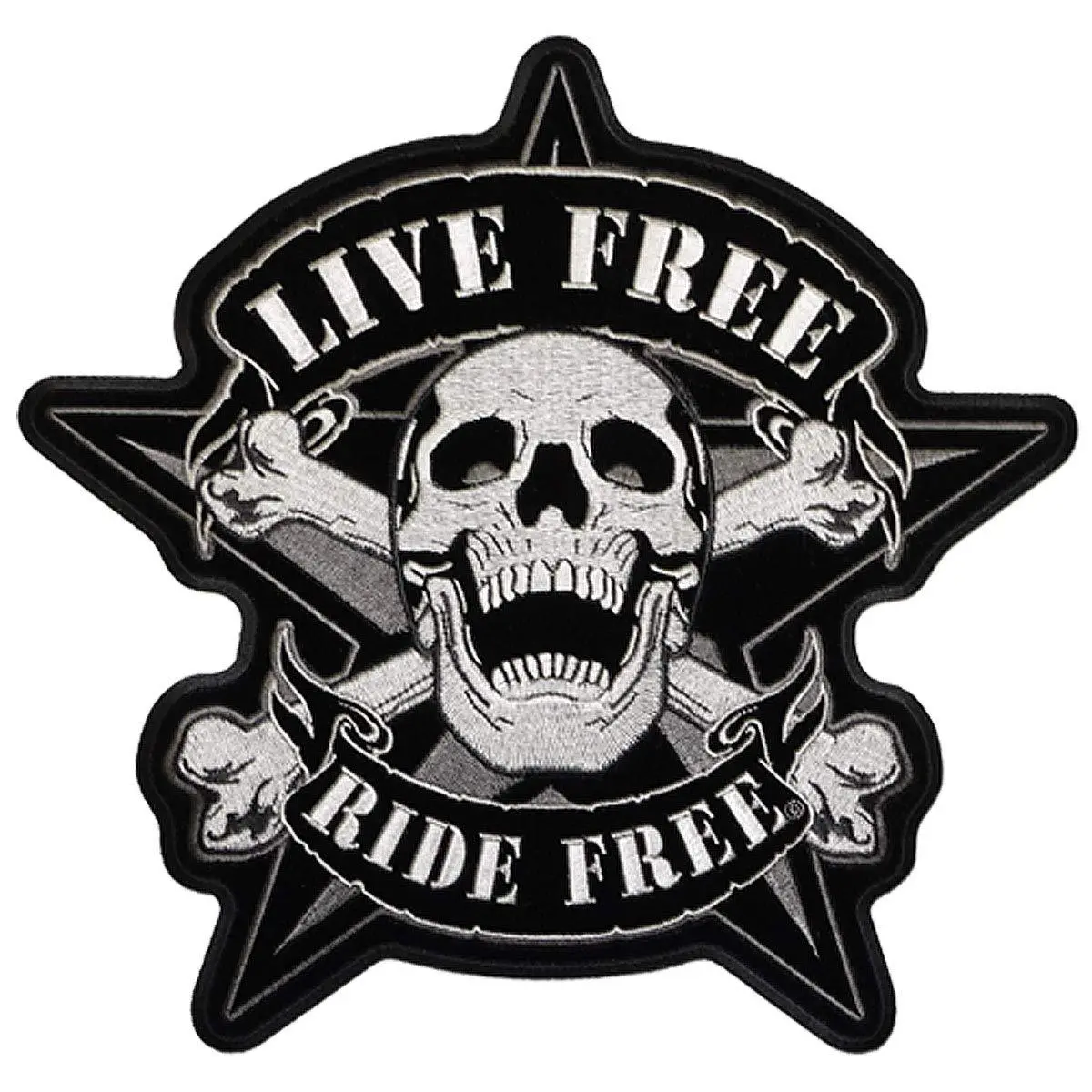 Hot Leathers Live Free Skull Biker Patch (11" Width x 11" Height)