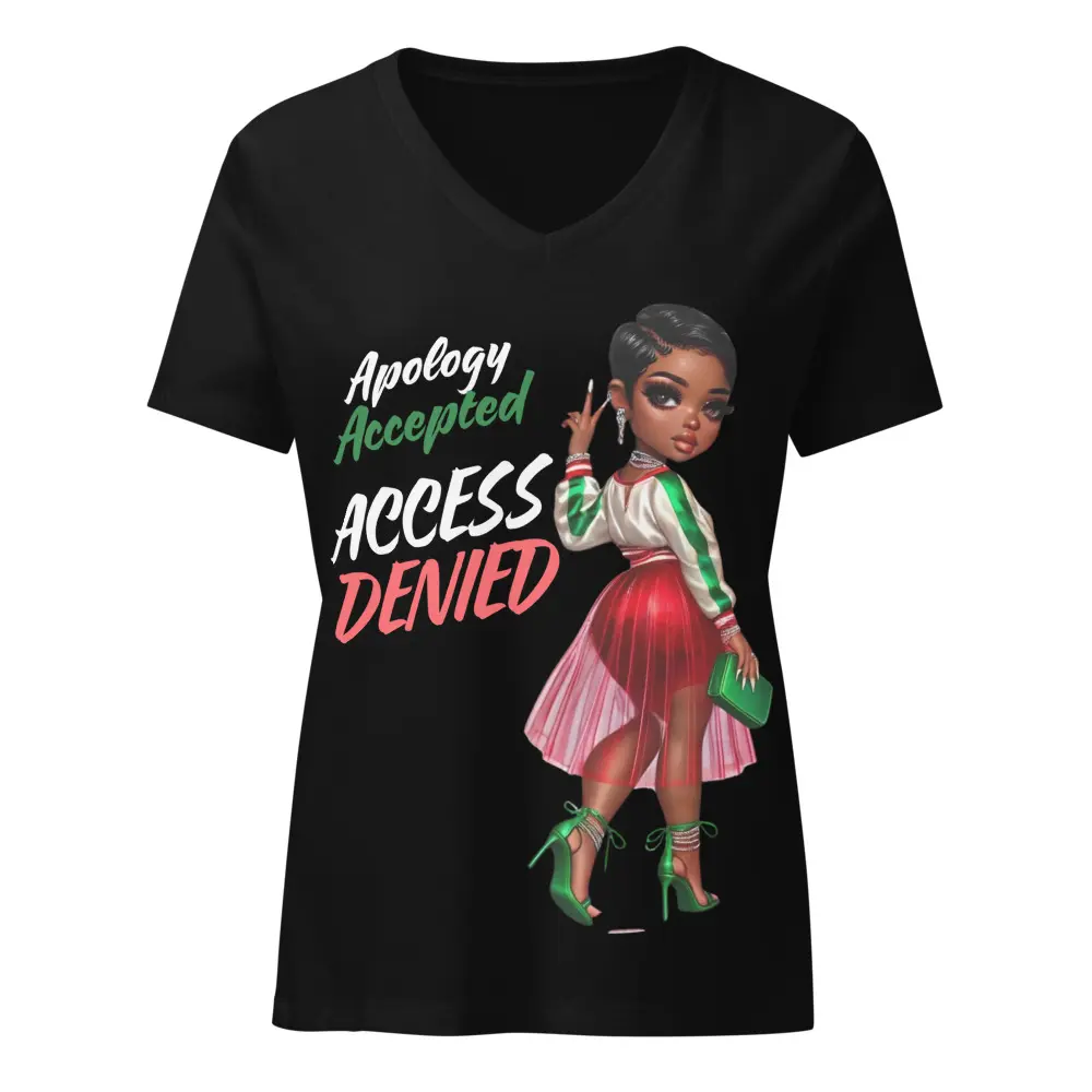 Women's relaxed Access Denied v-neck t-shirt - TikTok Shop