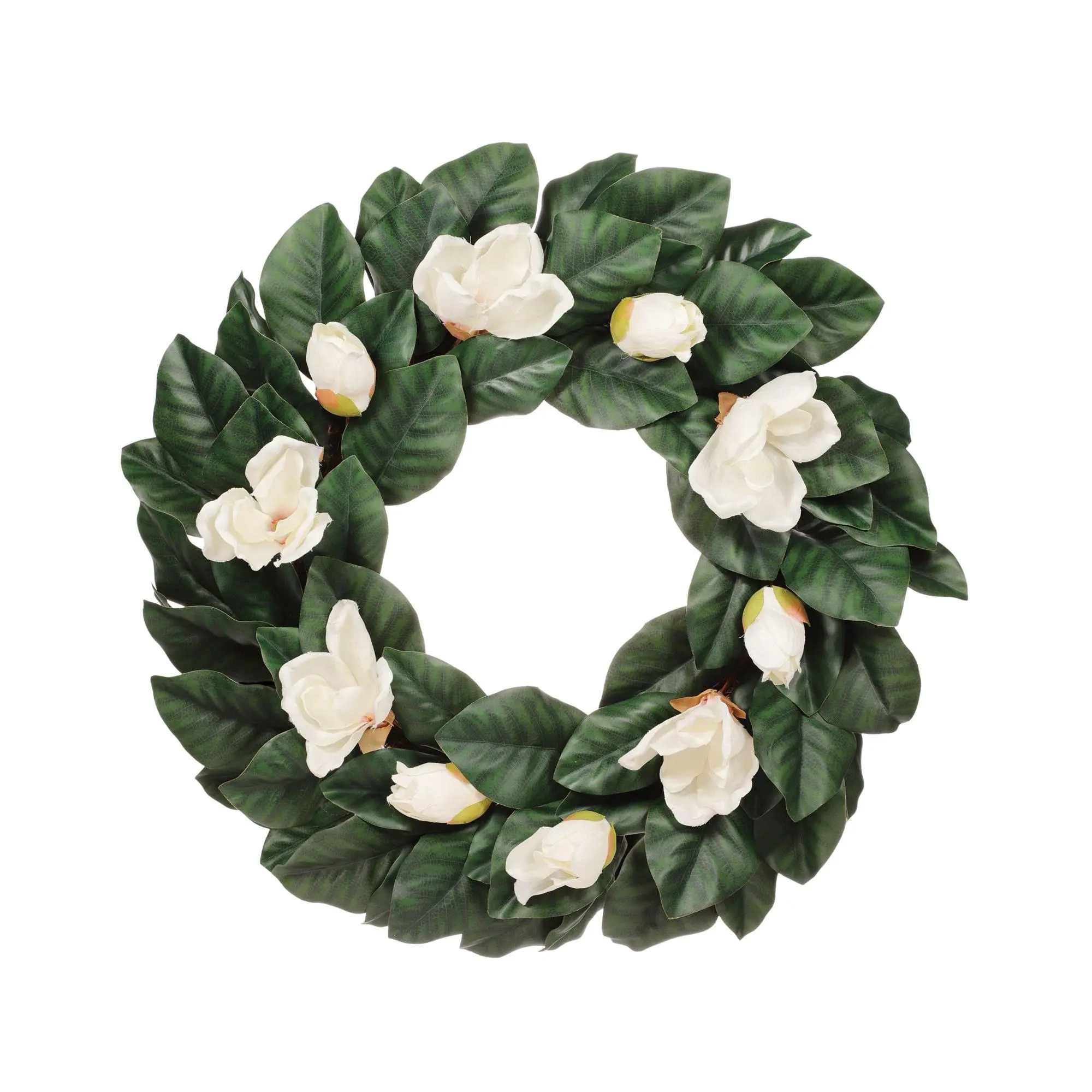 Puleo 24" Magnolia Floral Spring Wreath With Gren Leaves