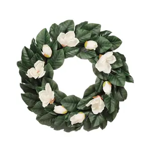 Puleo 24" Magnolia Floral Spring Wreath With Gren Leaves Puleo 24" Magnolia Floral Spring Wreath With Gren Leaves