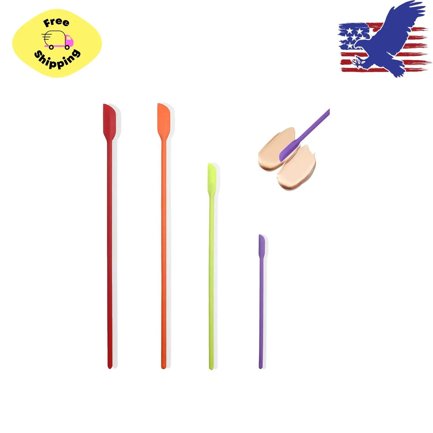 4 PCS Makeup Spatula Mini Silicone - 3 Sizes