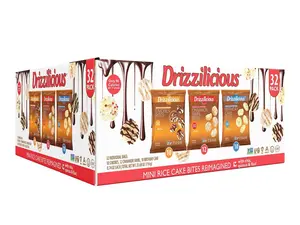 Drizzilicious Mini Rice Cakes Variety Pack [S'mores, Cinnamon Swirl, Birthday Cake] - Rice Crisps, Healthy Snack for Adults and Kids, Flavored Rice Cakes, Vegan, Gluten Free, Allergen Free, Only 90 Calories Per Bag - .74 oz (Pack of 32)