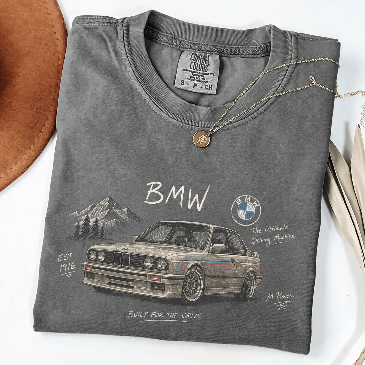 BMW Comfort Colors T Shirt, Vintage E30 M3 Graphic Tee, Classic Sports Sedan Shirt, Retro BMW Lover Gift, M Power Car Enthusiast Tee for Men and Women