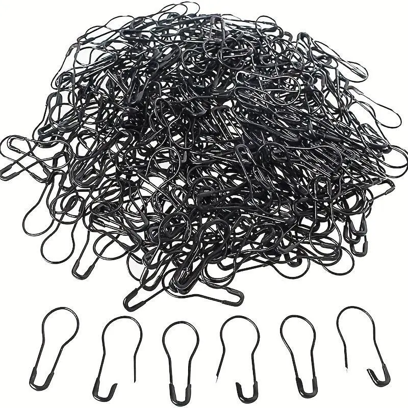 100pcs Black Safety Pins - 2.2cm Small Metal Gourd Bulb Calabash Pins for Clothing Tags, Quilting, DIY Crafts, Sewing Tools, Sewing Accessories and Supplies & Home Accessories, Durable & Versatile for Multiple Uses, Pins for Crafts