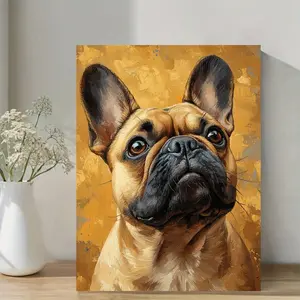 1 piece, framed canvas painting, French bulldog, charming dog wall art poster, natural decoration, gift for pet lovers, gift for dog moms, dog fan wall art decoration - very good quality canvas painting
