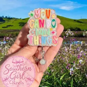 You Can Do Hard Things Badge Reel, Nurse Badge Reel, Teacher Badge Reel, Retractable, Glitter Badge, Inspirational Badge Reel, Motivation