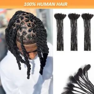 2025 New Arrivals 12-20 Inch Black # 1B Real Human Hair Dreadlock Extensions - Straight Crochet Braiding Hair for Men & Women, Natural Look, Versatile Styling Options