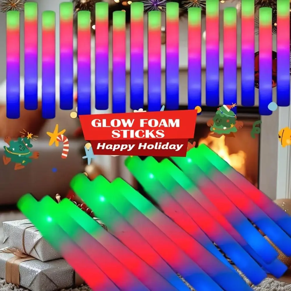 Colored Foam LED Glow Sticks with 3 Flicker Modes - 50pcs/100pcs LED Lights for Parties, Weddings, Festive Celebrations
