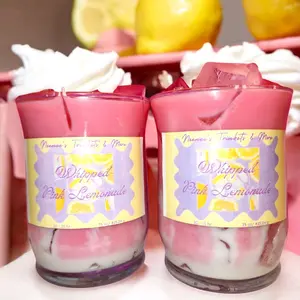 Pink Lemonade or Whipped Pink Lemonade Scented 15oz Candle - Creamy Soy Gel Aroma, Non-Toxic, Made with Natural Wax and Gel Wax Aroma Decoration