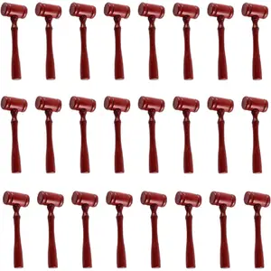 24 Pieces Judge Gavel Prop Mini Wooden Hammers Mallets Justice Costume Accessories for Auction Sale Courtroom Party Favors Dark Red