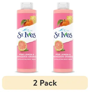 St. Ives Pink Lemon & Mandarin Orange Exfoliating Body Wash 22 Oz - 2 Pack, Gentle Cleanser with Citrus Scent, Plant-Based Ingredients, Paraben-Free, Unilever