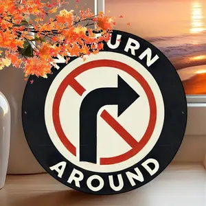 1PC Round Aluminum Signage Street Road Traffic Sign Property Posted No U Turn Private Lane One Way 20x20cm 8x8 Inch