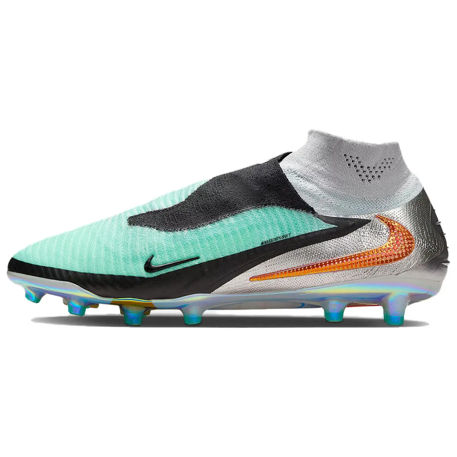 Nike Phantom 6 High Elite AG Chrome Black Versatile Comfort Soccer Cleats Unisex IH3985-001