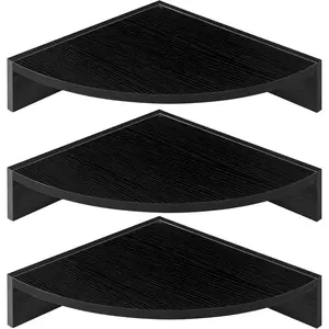 Corner Shelves 3-Pack for Bathroom & Kitchen, Space-Saving Floating Corner Wall Shelf with Easy Installation- Black