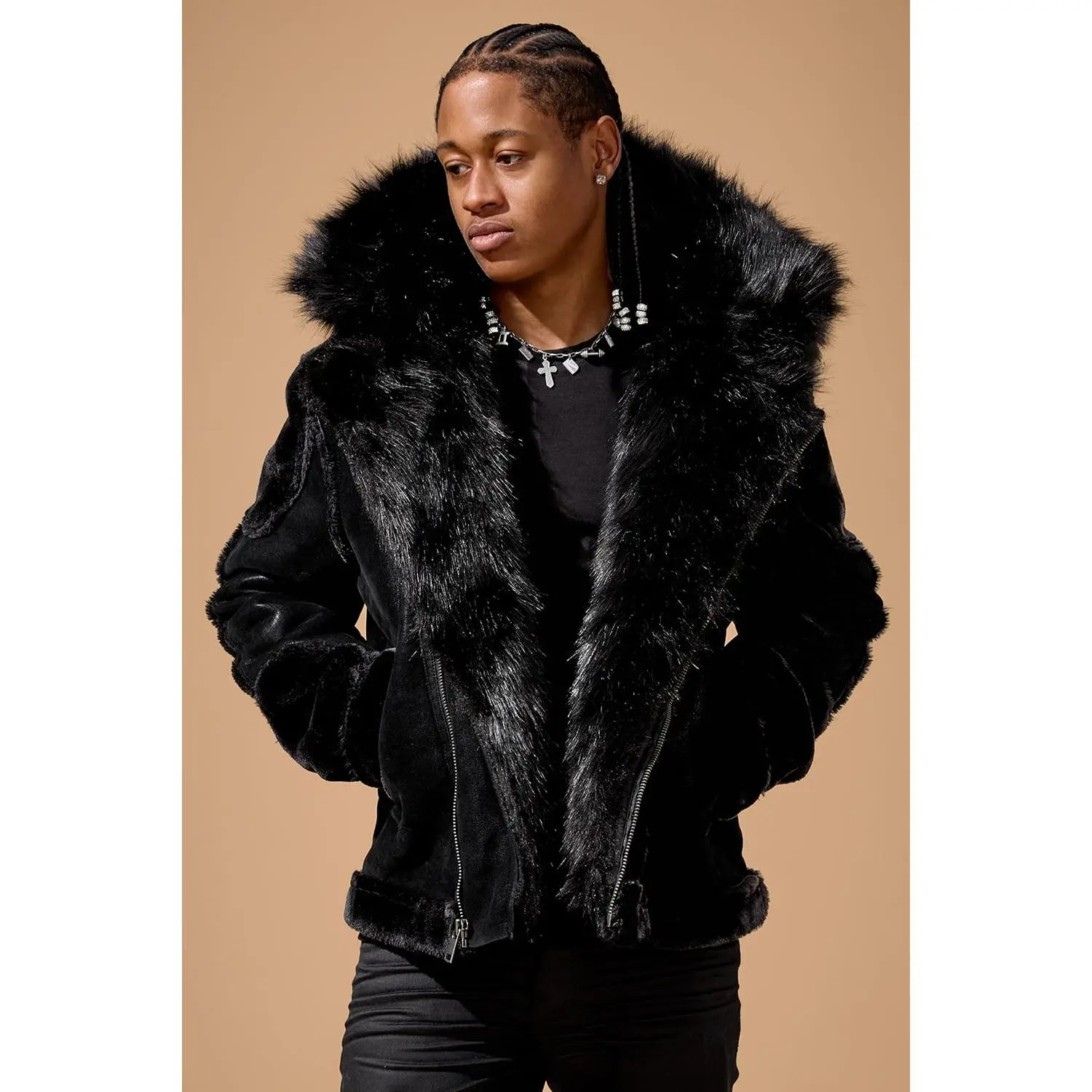 Jordan Craig Men's El Jefe Shearling Moto Jacket (Noir)