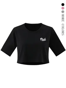 Women's Y2K Style Loose-Fitting Short Sleeve Top, Casual Letter Design Round Neck Tee, Summer Fashion for Streetwear Party Commute