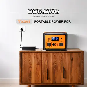 Portable Power Station 384Wh-665Wh, 600W(Peak 1800W) Solar Power Station, Battery Backup with UPS Function, Solar Generator for Home Emergency, Camping, RV,CPAP, 10 Outlets&LED Light