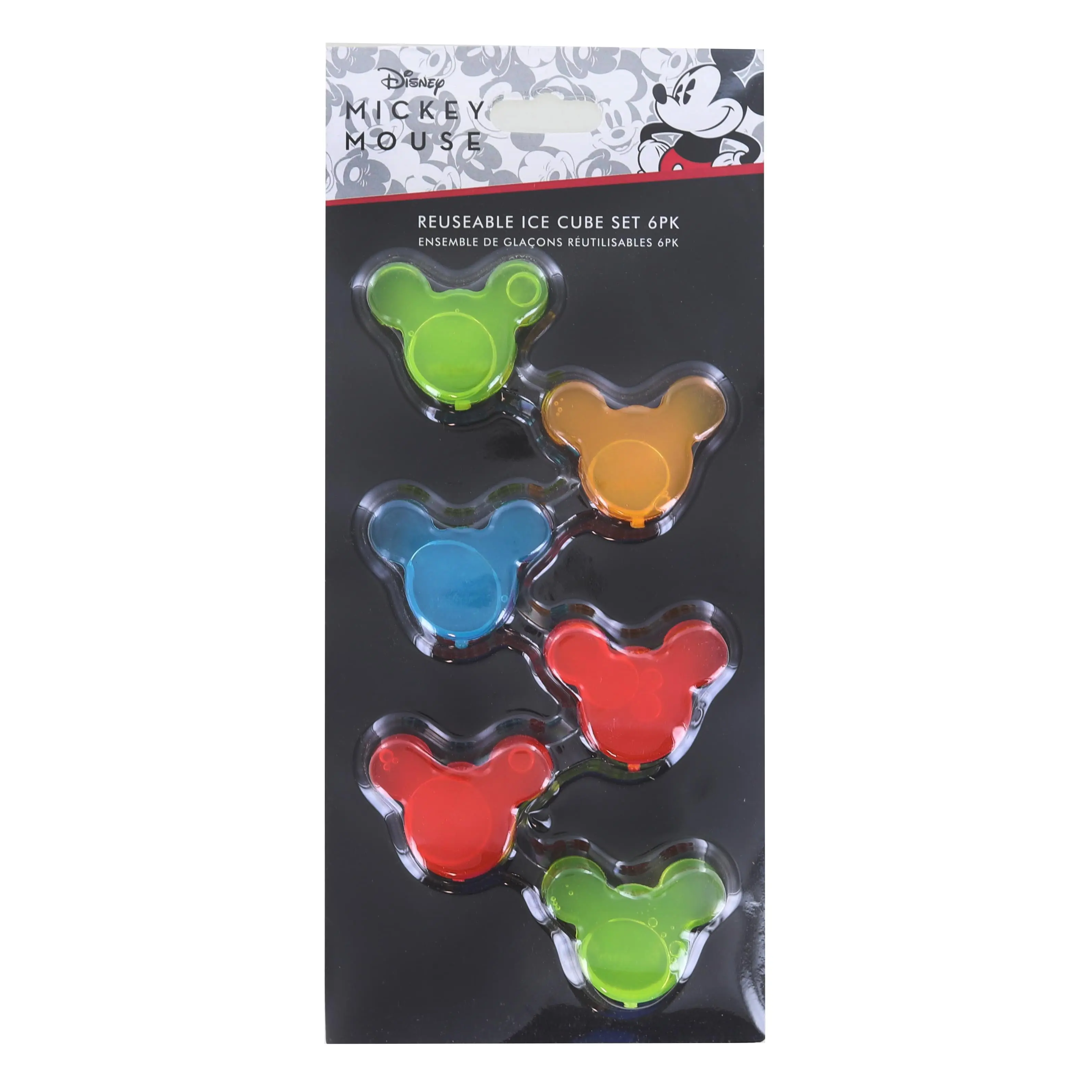 Disney Mickey Shape Reusable Ice Cube Set, 6-Piece, Dryable, Freezer-Safe Kitchen Tableware Accessory