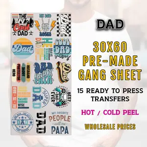 Dad Gang Sheet, Dad DTF Transfer, DTF Transfer Ready For Press, Dad Premade Gang Sheet, Heat Transfer, Custom Transfers, Dad Transfers