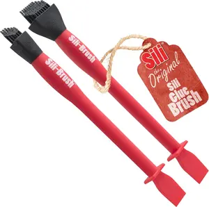 Sili Non-Stick Silicone Glue Brush Wood Applicator Set, 1 & 1/2 Brush Kit, Easy Clean Brushes for Woodworking, Arts, Hobby, Silicone Spreader Brushes