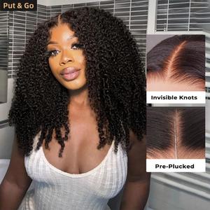 Simidola Put On Go Pre Bleached Knots 7x5 Glueless with Drawstring Kinky Curly 13x6 Glueless HD Closure Lace Wig Ready To Go Human Hair Wig For Women Pre Plucked 200% Density summerwins