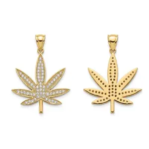 Leaf Pendant with Zirconias 14k