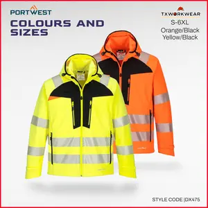 Portwest DX475 DX4 Hi-Vis Softshell Jacket (3L) – Waterproof Windproof Reflective Workwear