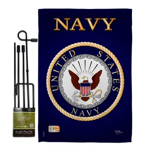 212 MAIN Mini Flag Set - 13x18.5 in. Weatherproof Navy Americana Double-Sided Vertical Military Impressions Outdoor Decor, with Banner Pole for Boating, Outdoor Use